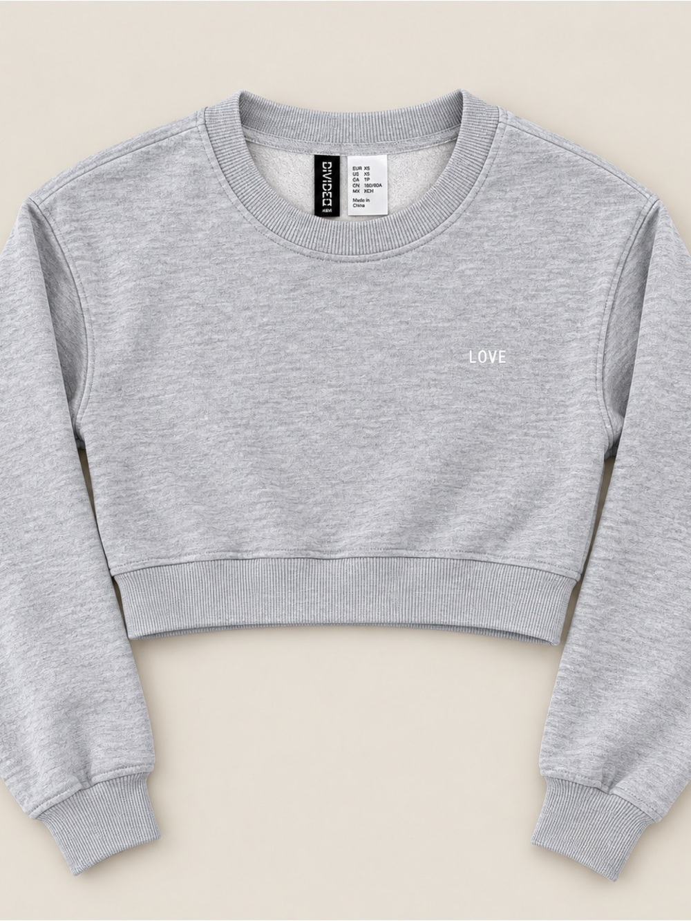 H&M Divided Gray Cropped Long Sleeve Top Size XS